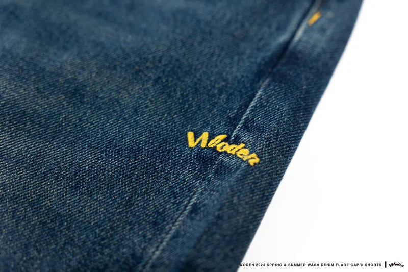WODEN 2024 Spring & Summer 068 Wash Denim Flare Capri Shorts
