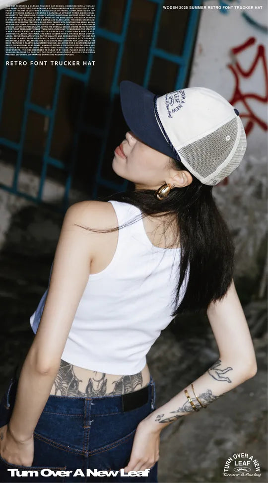 WODEN 2025 Spring & Summer 053 Retro Font Trucker Hat