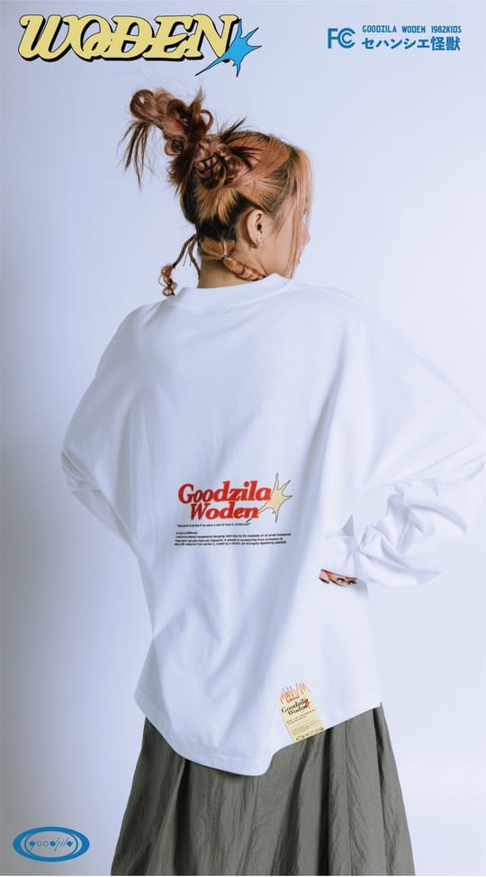 WODEN X Goodzila 033 Hand Painted L/S tee 白色