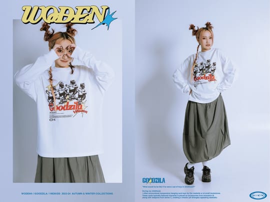 WODEN X Goodzila 033 Hand Painted L/S tee 白色