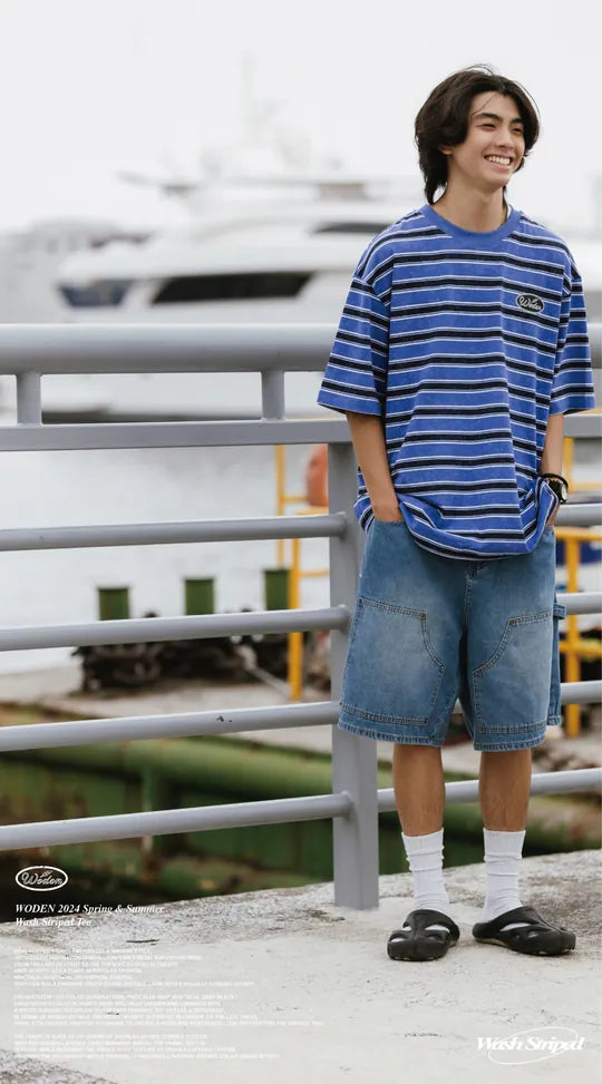 WODEN 2024 Spring & Summer 029 Wash Striped Tee