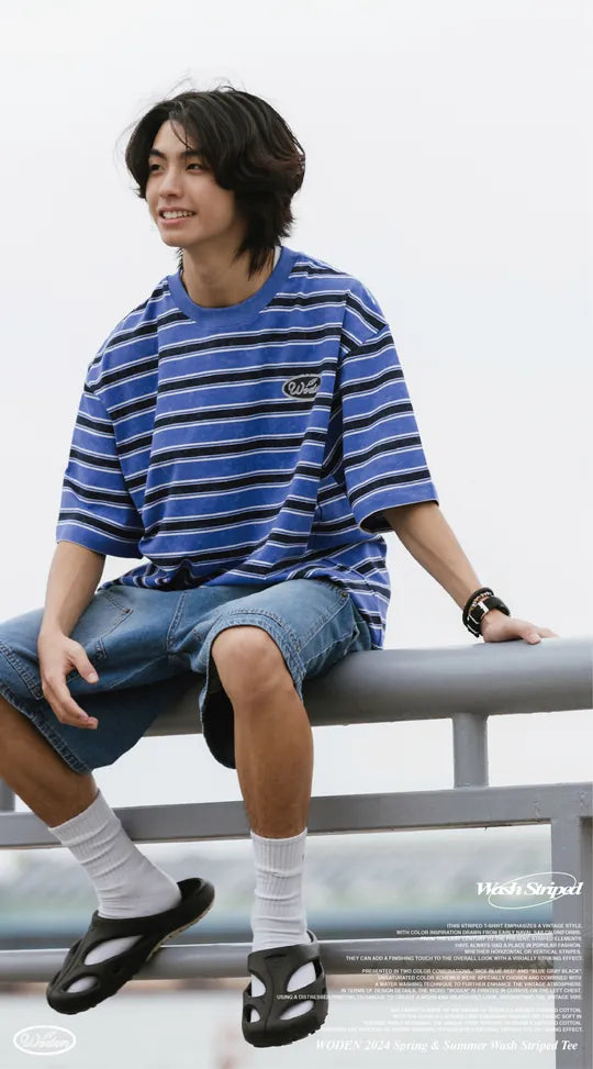 WODEN 2024 Spring & Summer 029 Wash Striped Tee
