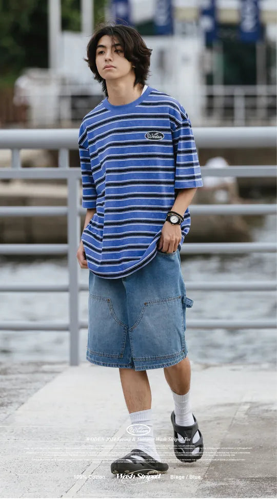 WODEN 2024 Spring & Summer 029 Wash Striped Tee