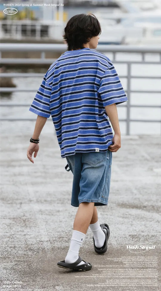WODEN 2024 Spring & Summer 029 Wash Striped Tee