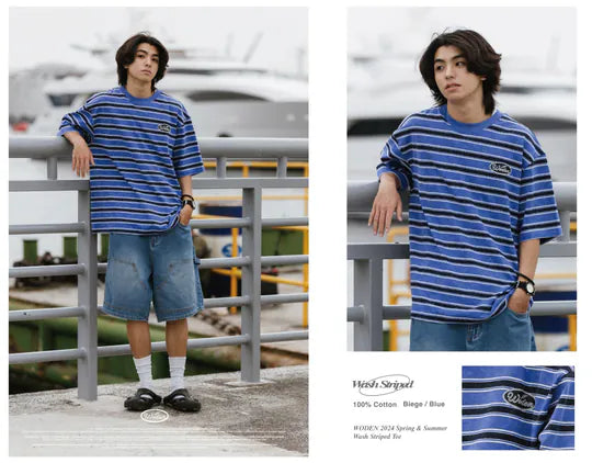 WODEN 2024 Spring & Summer 029 Wash Striped Tee