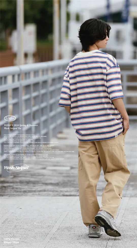 WODEN 2024 Spring & Summer 029 Wash Striped Tee