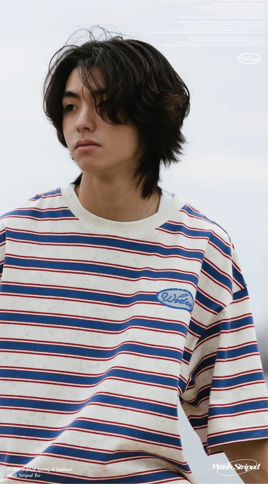 WODEN 2024 Spring & Summer 029 Wash Striped Tee