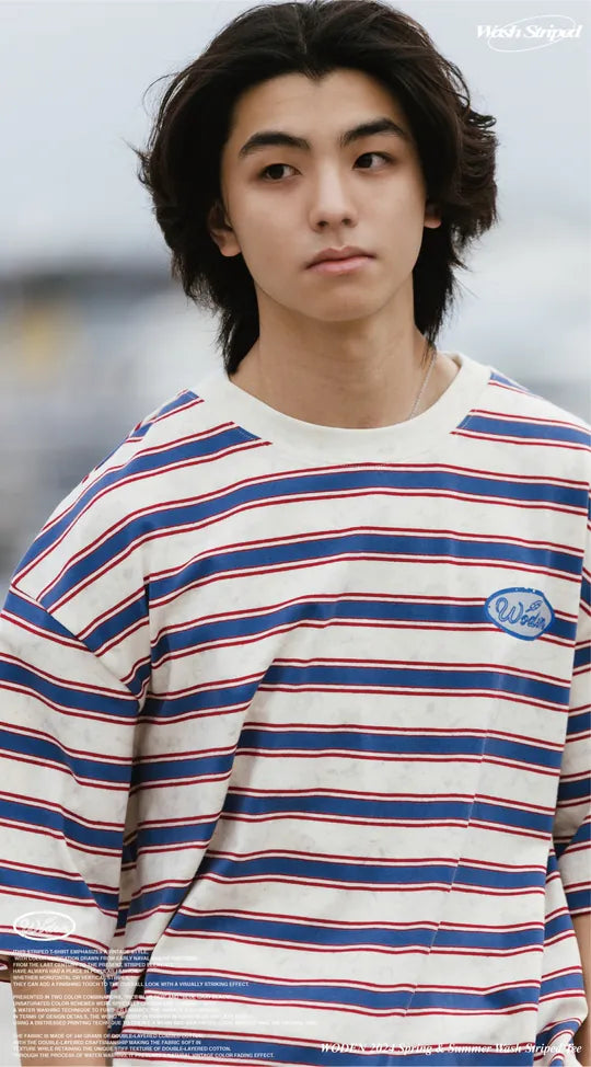 WODEN 2024 Spring & Summer 029 Wash Striped Tee