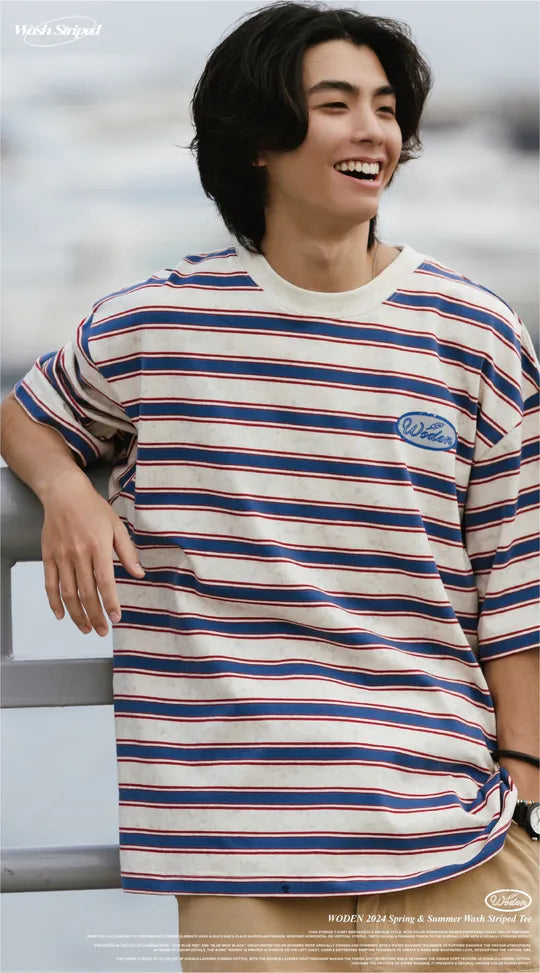 WODEN 2024 Spring & Summer 029 Wash Striped Tee