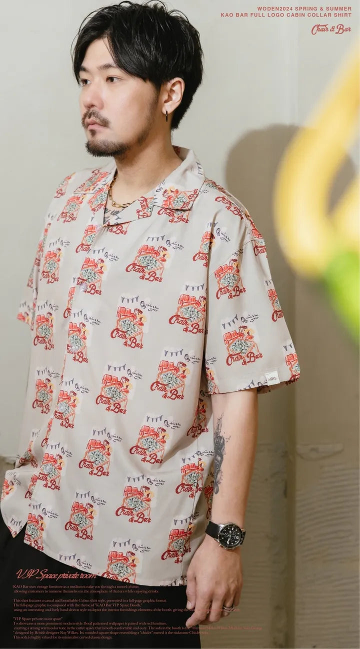 WODEN 2024 Spring & Summer KAO Bar Full LOGO CABIN Collar shirt