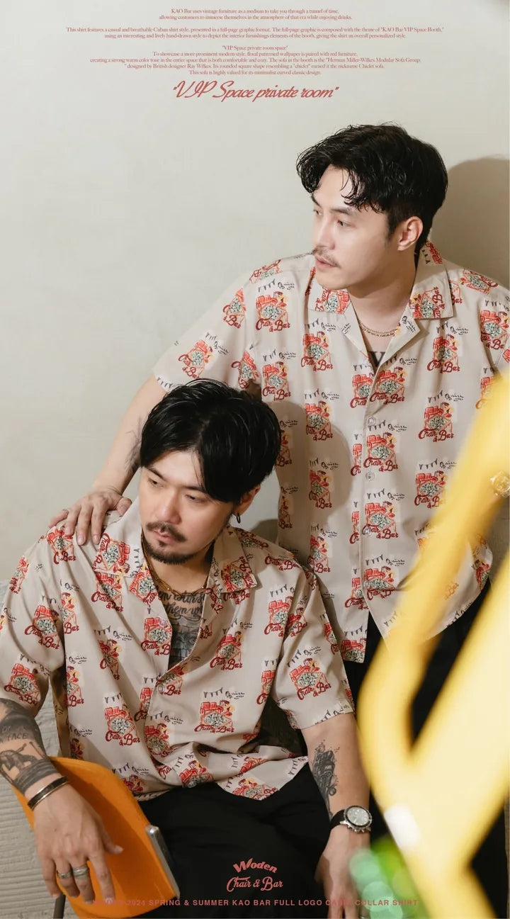 WODEN 2024 Spring & Summer KAO Bar Full LOGO CABIN Collar shirt
