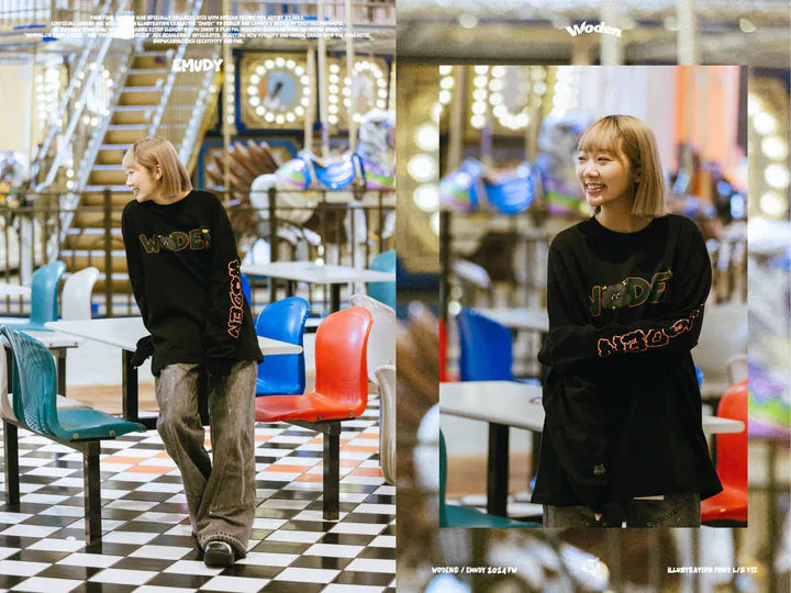 WODEN® / Emudy 2024 Fall & Winter 039 illustration Font L/S Tee