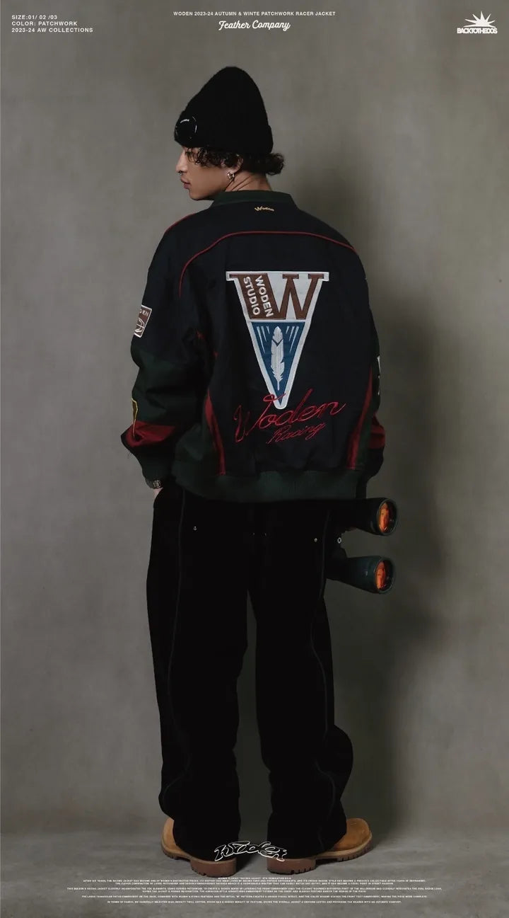 WODEN 2023-24 Autumn & Winte 047 Patchwork Racer Jacket