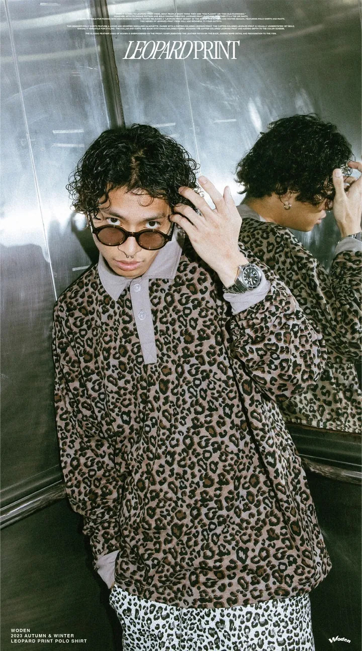 WODEN 2023 Autumn & Winter 061 Leopard Print POLO Shirt