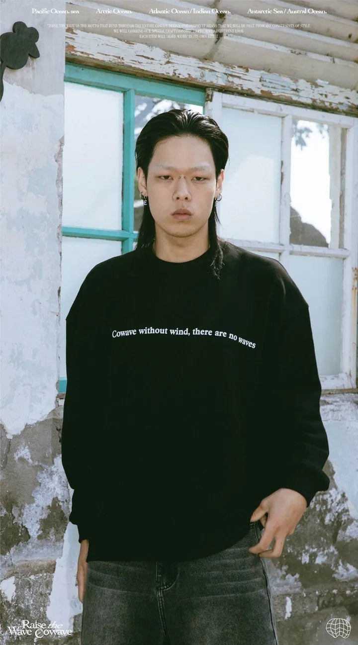 Cowave 2023-24 Fall & Winter Slogan font Sweatshirt
