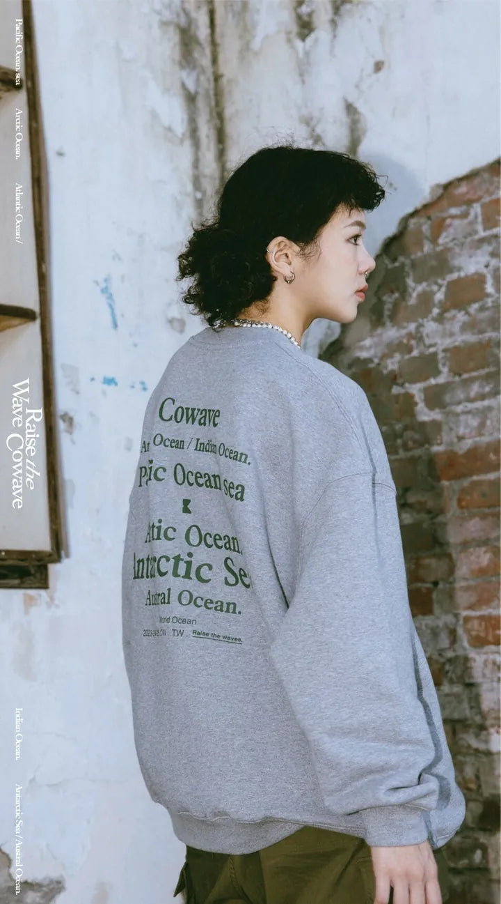 Cowave 2023-24 Fall & Winter Slogan font Sweatshirt