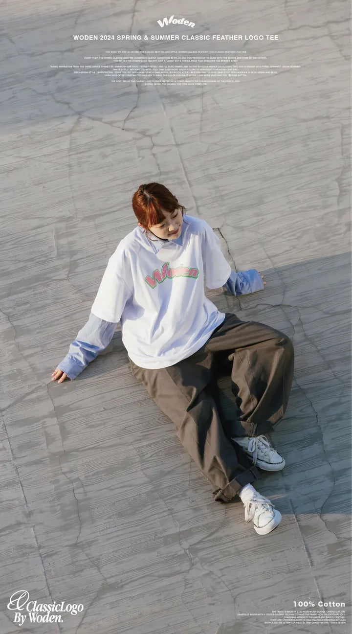 WODEN 2024 Spring & Summer 010 Classic Feather LOGO tee