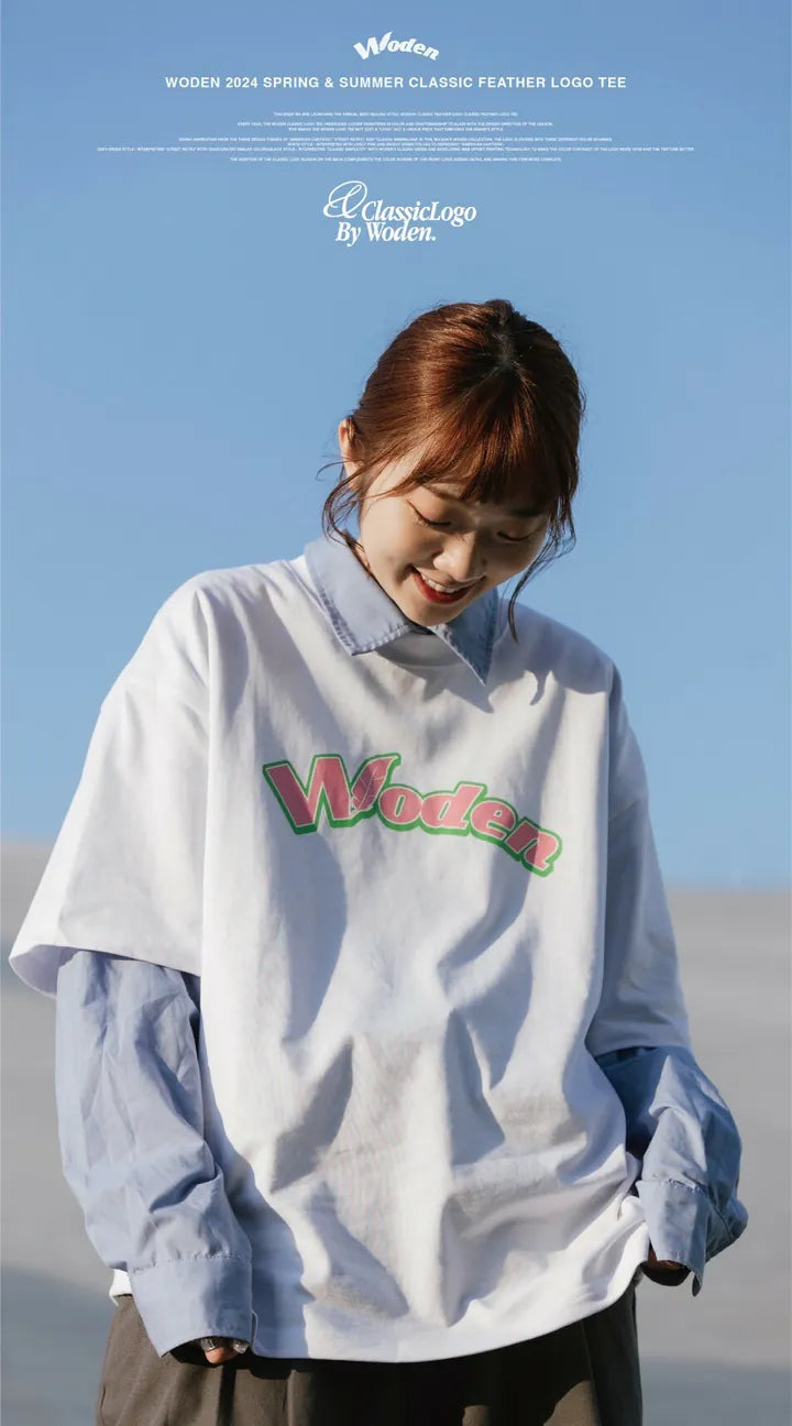 WODEN 2024 Spring & Summer 010 Classic Feather LOGO tee