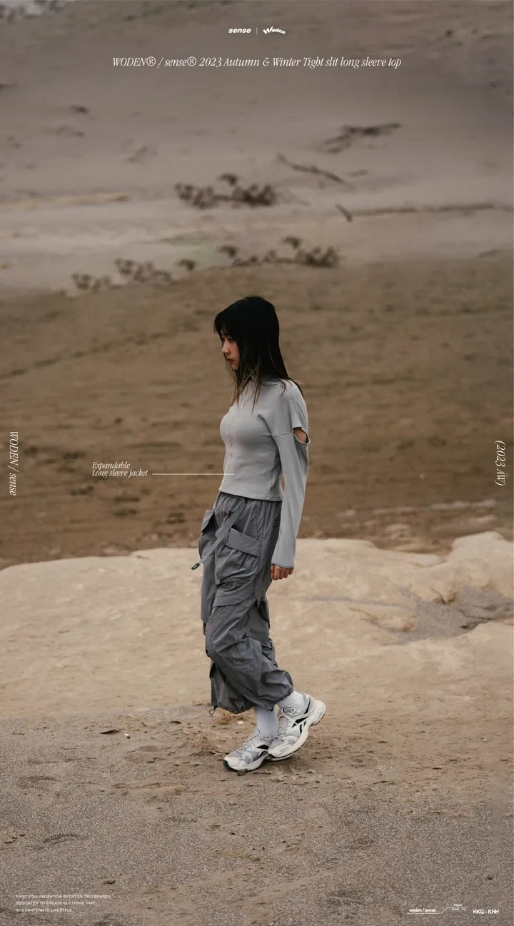 WODEN® / sense® 2023 Autumn & Winter 052 Tight slit long sleeve top