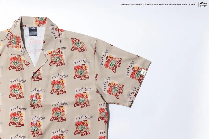 WODEN 2024 Spring & Summer KAO Bar Full LOGO CABIN Collar shirt