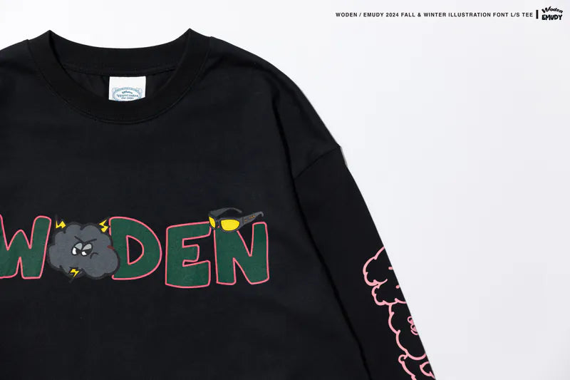 WODEN® / Emudy 2024 Fall & Winter 039 illustration Font L/S Tee