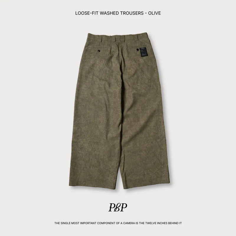 P.B.P LOOSE-FIT WASHED TROUSERS