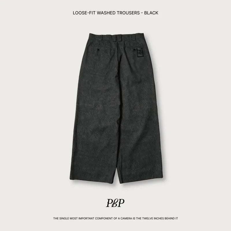 P.B.P LOOSE-FIT WASHED TROUSERS
