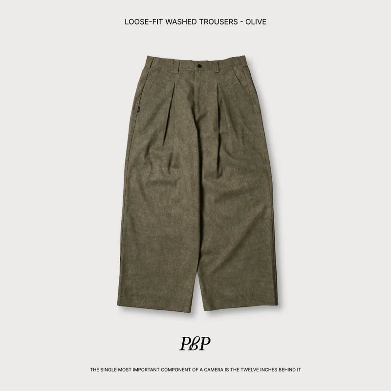 P.B.P LOOSE-FIT WASHED TROUSERS