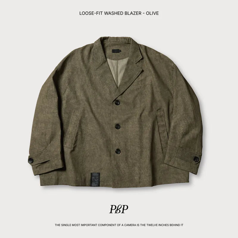 P.B.P LOOSE-FIT WASHED BLAZER