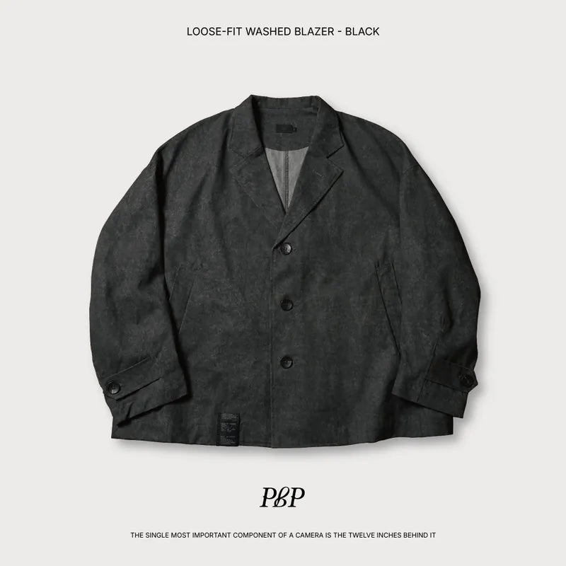 P.B.P LOOSE-FIT WASHED BLAZER