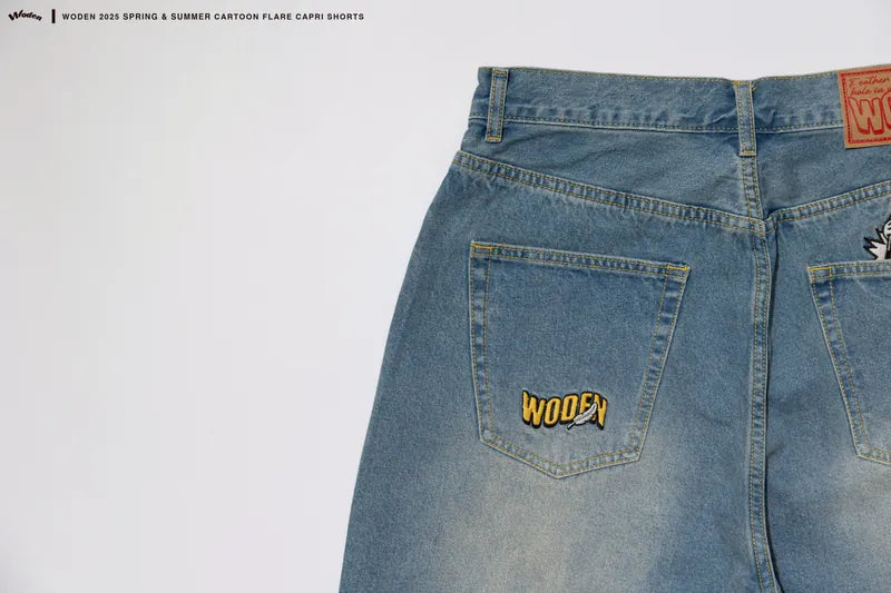 WODEN 2025 Spring & Summer 010 Cartoon Flare Capri Shorts
