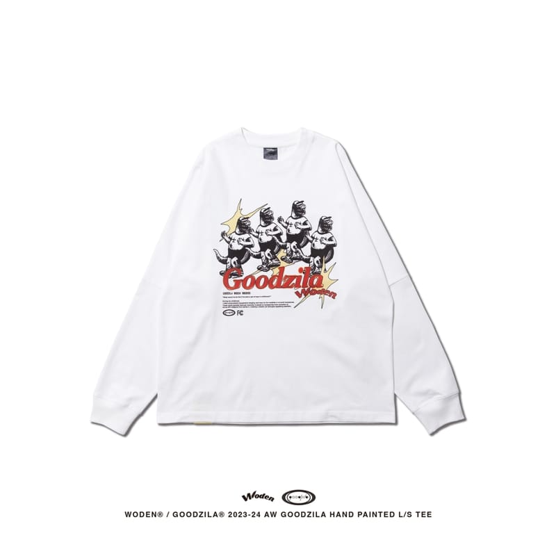 WODEN X Goodzila 033 Hand Painted L/S tee 白色