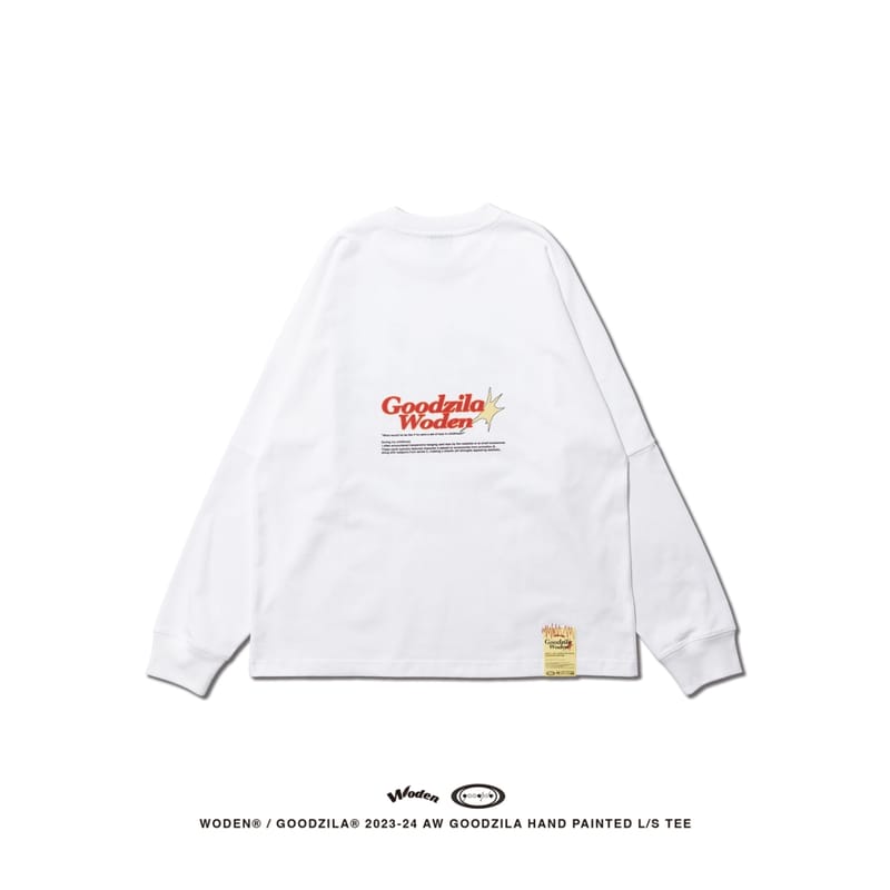 WODEN X Goodzila 033 Hand Painted L/S tee 白色