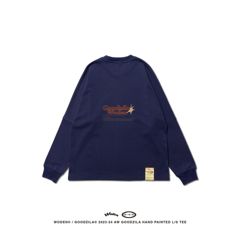 WODEN X Goodzila 033 Hand Painted L/S tee 藏青
