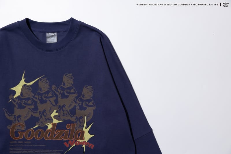 WODEN X Goodzila 033 Hand Painted L/S tee 藏青