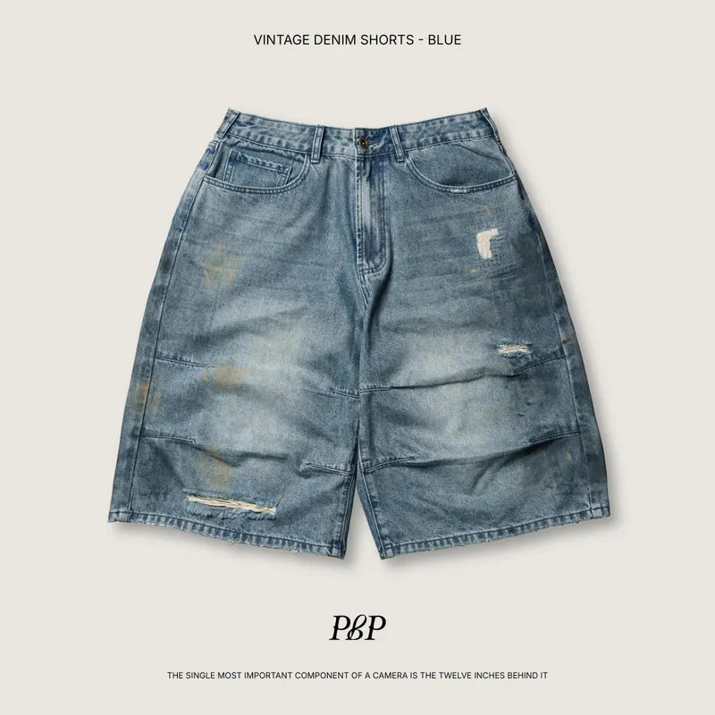 P.B.P - VINTAGE DENIM SHORTS - BLUE