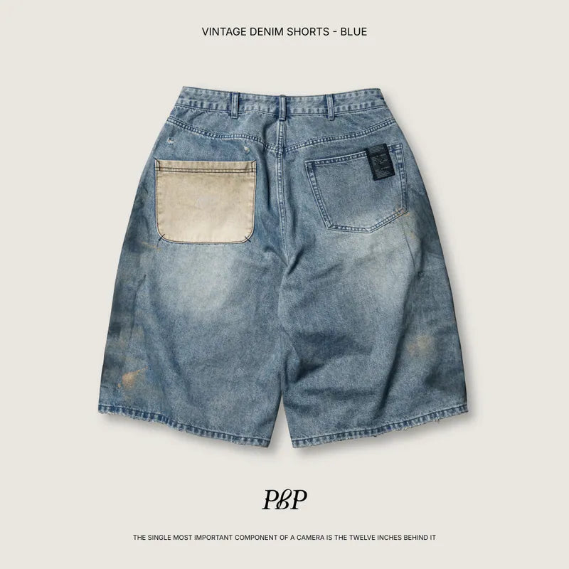 P.B.P - VINTAGE DENIM SHORTS - BLUE