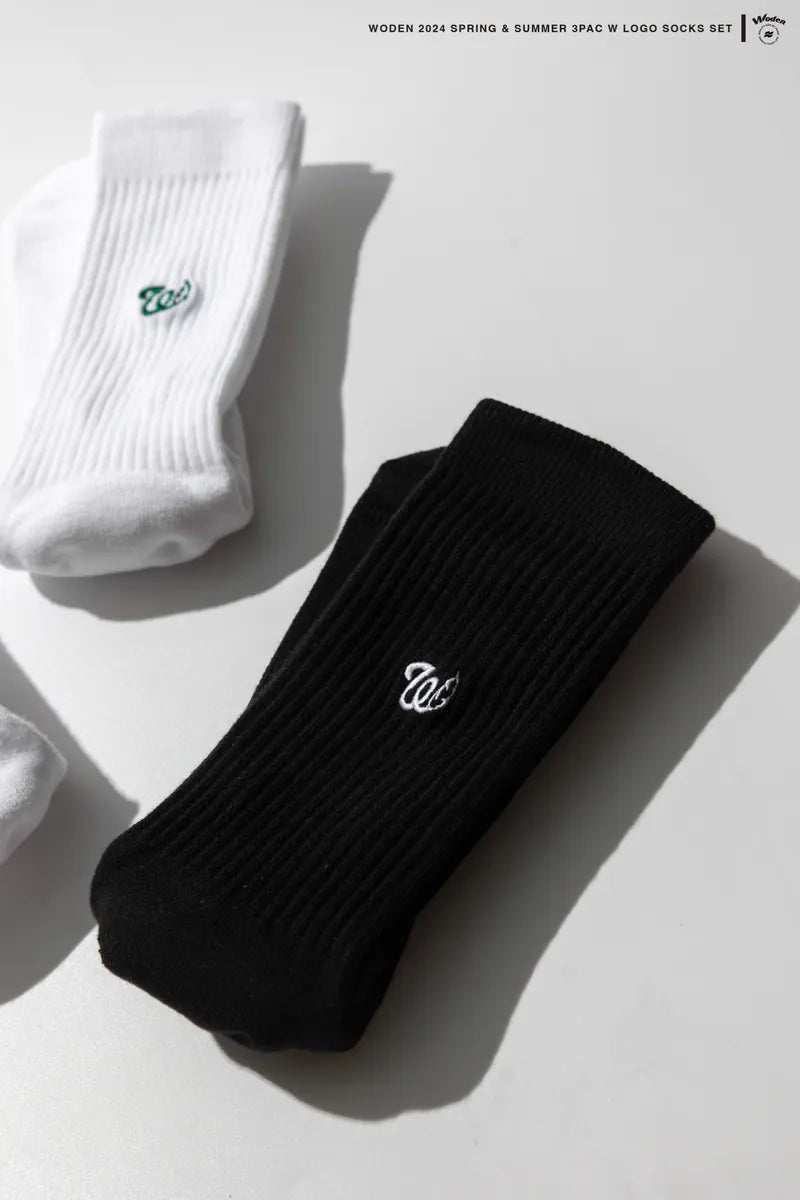 WODEN 2024 Spring & Summer 030 3Pac W LOGO Socks Set