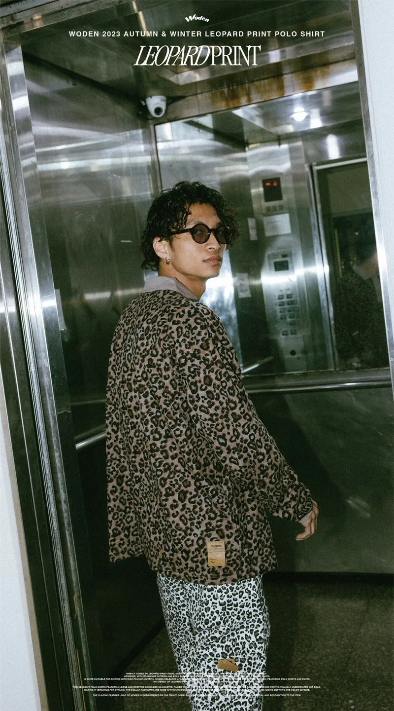 WODEN 2023 Autumn & Winter 061 Leopard Print POLO Shirt