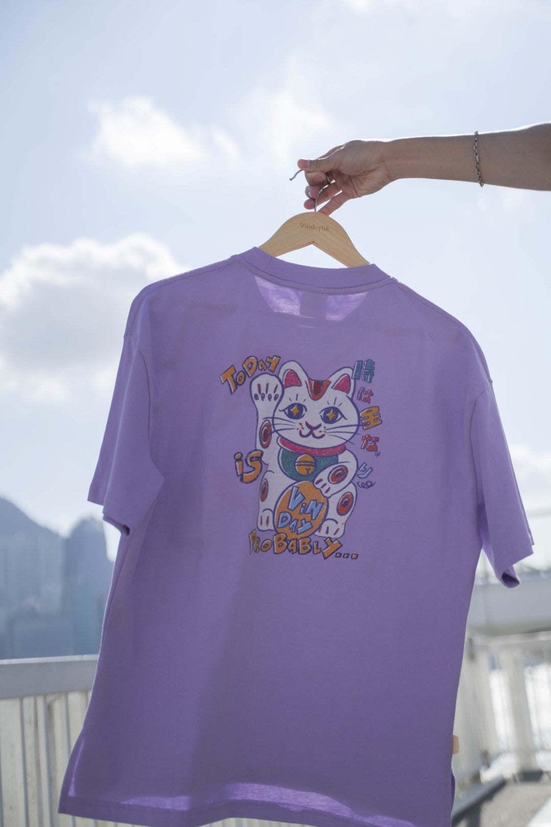 VINDAY 2023 復刻手描き招き猫 Tee ver.2 紫色