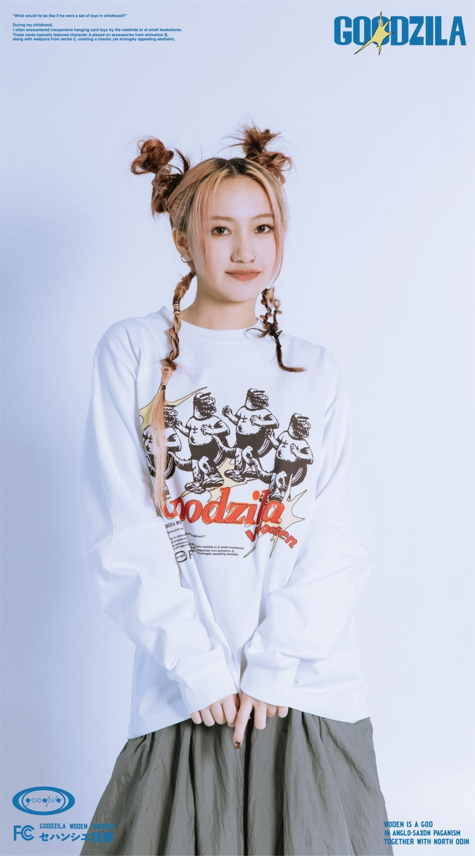 WODEN X Goodzila 033 Hand Painted L/S tee 白色