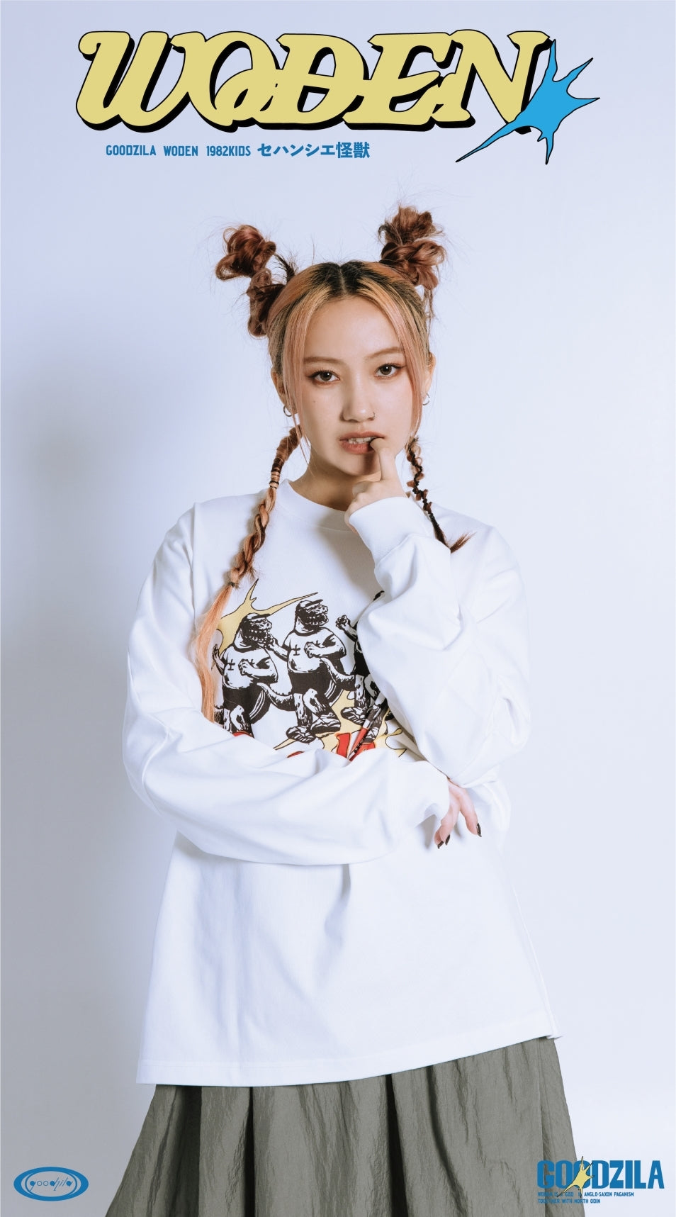 WODEN X Goodzila 033 Hand Painted L/S tee 白色