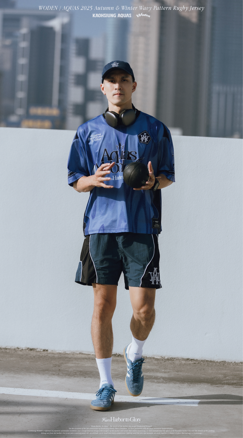 WODEN / AQUAS 2025 Autumn & Winter Wavy Pattern Rugby Jersey