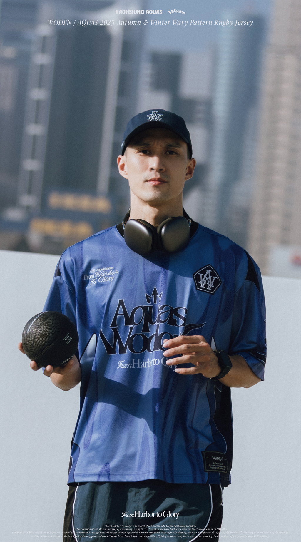 WODEN / AQUAS 2025 Autumn & Winter Wavy Pattern Rugby Jersey