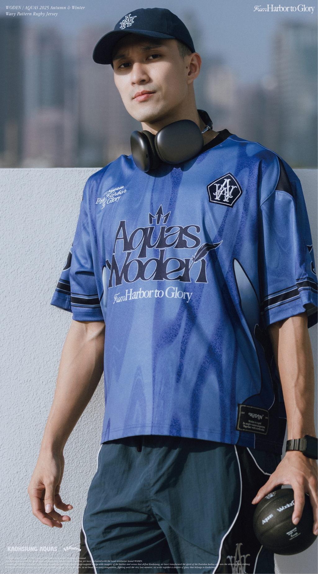 WODEN / AQUAS 2025 Autumn & Winter Wavy Pattern Rugby Jersey