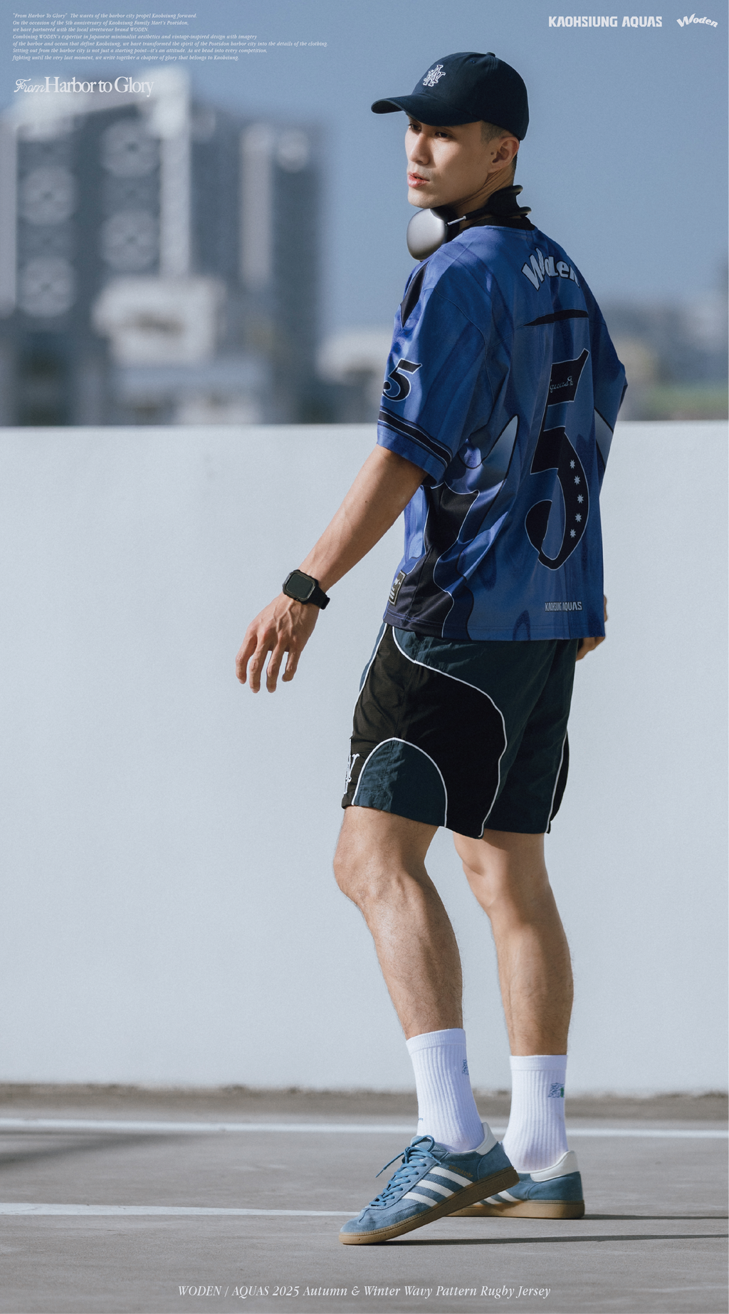 WODEN / AQUAS 2025 Autumn & Winter Wavy Pattern Rugby Jersey