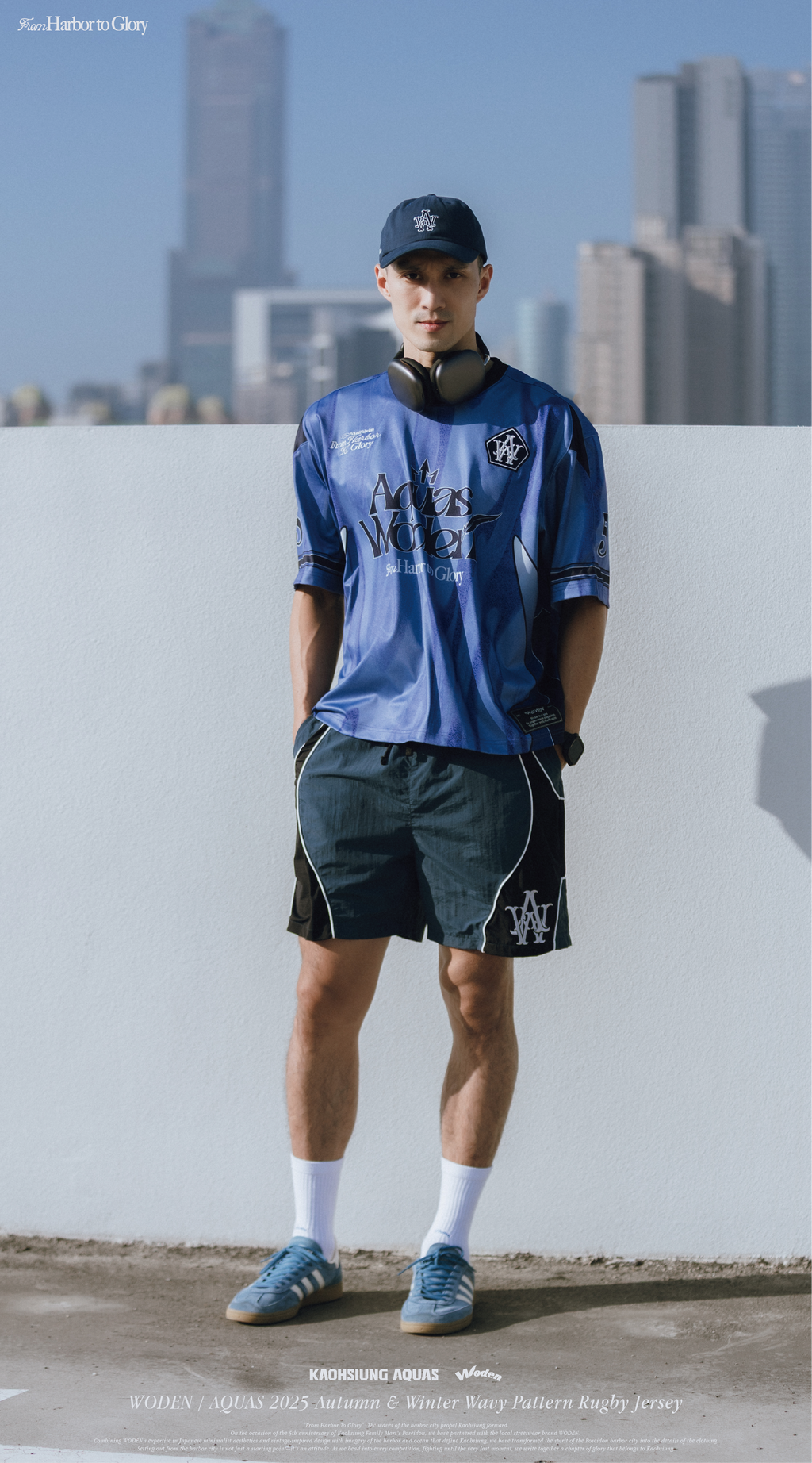 WODEN / AQUAS 2025 Autumn & Winter Wavy Pattern Rugby Jersey