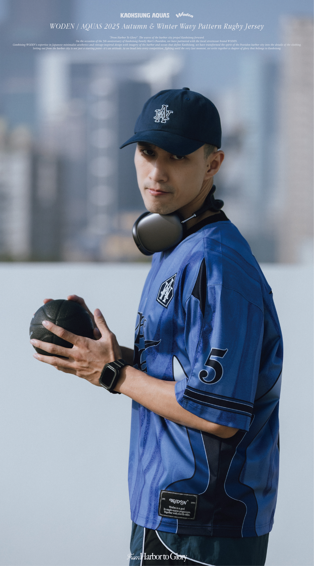 WODEN / AQUAS 2025 Autumn & Winter Wavy Pattern Rugby Jersey