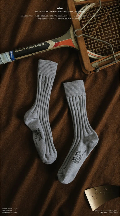 WODEN 2023 Autumn & Winter Feather LOGO Socks 灰色