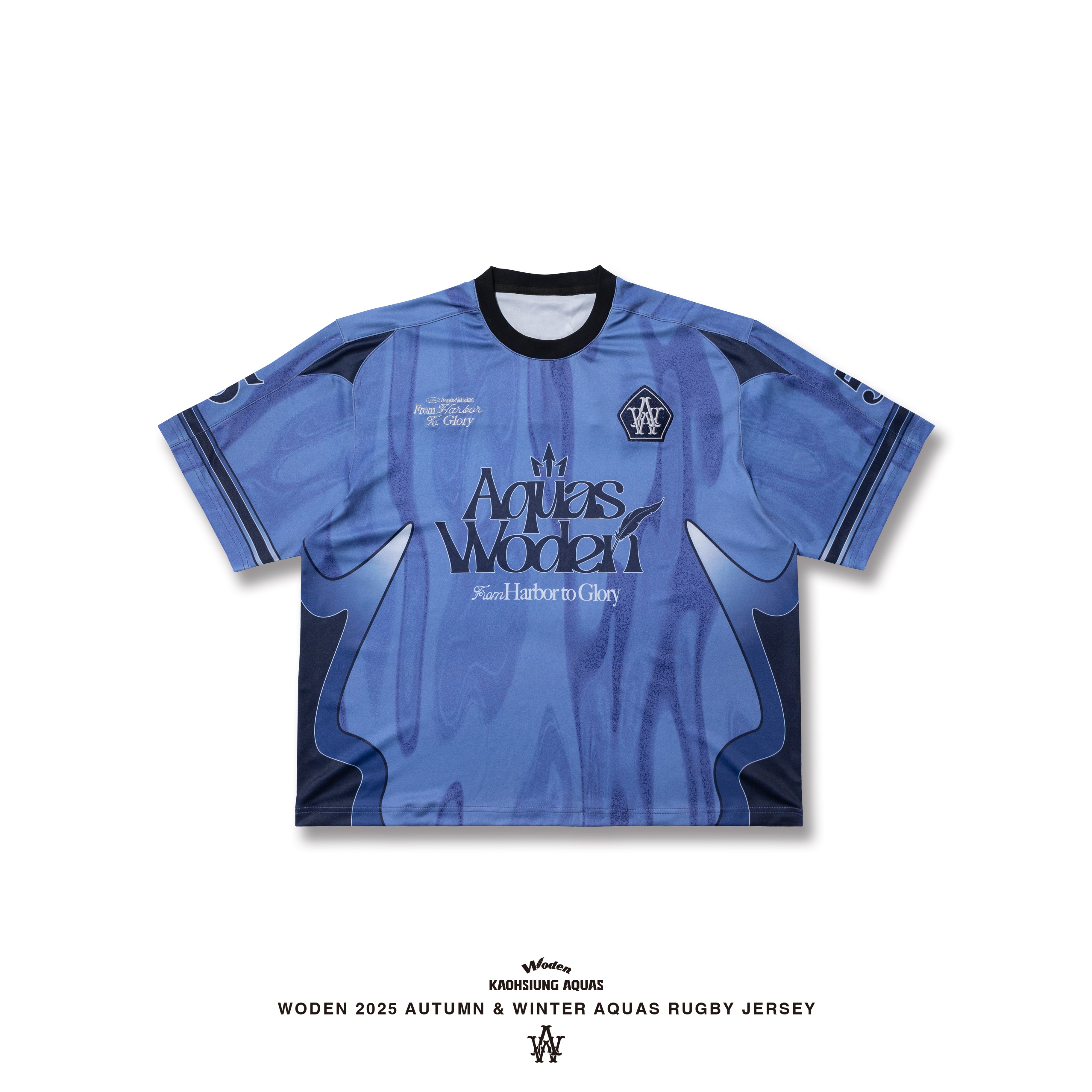WODEN / AQUAS 2025 Autumn & Winter Wavy Pattern Rugby Jersey